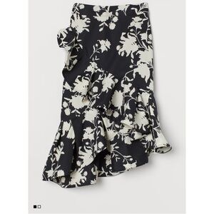 NWT Johanna Ortiz x H&M Midi Flounced Skirt Black Floral 10